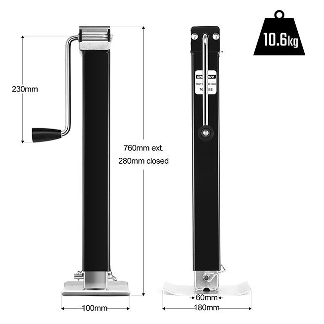 2X Heavy Duty Trailer Jack Stand 3175KG Load Each 135CM Total Height