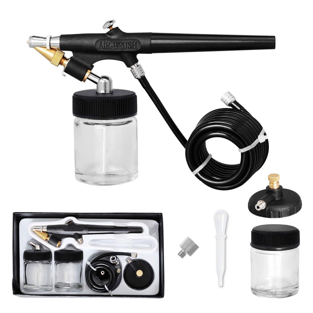 Airbrush Spray Gun Kit 22cc Ink Cup Hose Single Action Air Brush Paint Art Tool