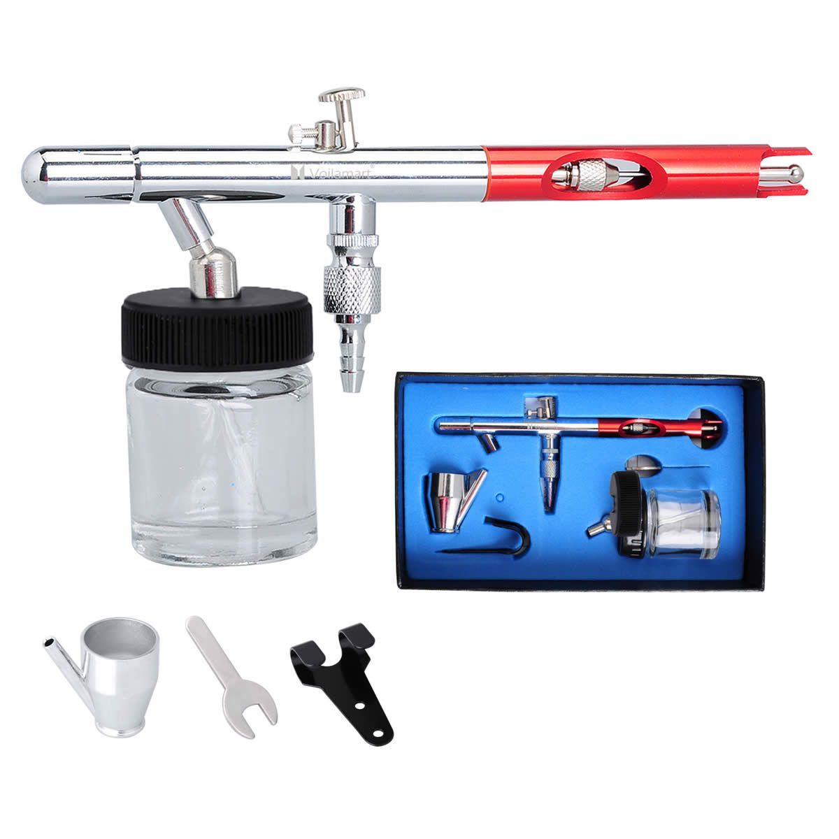 Dual Action Airbrush Kit 0.35mm Air Brush Spray Gun 22cc Ink Cups