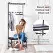 New 4 In 1 Coat Rack Bench Clothes Rack Entryway Shoes Storage Shelf Metal Stand