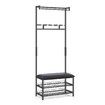 New 4 In 1 Coat Rack Bench Clothes Rack Entryway Shoes Storage Shelf Metal Stand