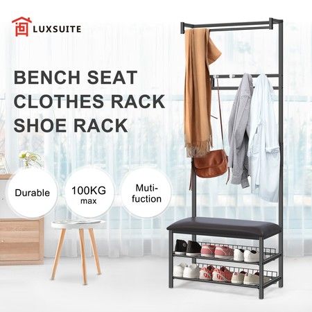 New 4 In 1 Coat Rack Bench Clothes, Garment Rack With Shoe Shelf
