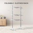 Foldable Clothes Airer Drying Rack Indoor Outdoor Laundry Hanger W/ 6 Wheels