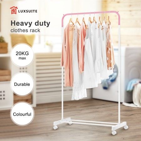 New Clothes Rack Hanger Stand Hanging Rod Metal Rail Portable Storage W 4 Wheels Crazy S New Clothes Rack Hanger Stand Hanging, Garment Rack With Wheels