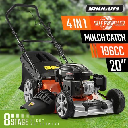 SHOGUN 4-In-1 Cordless Lawn Mower Self Propelled 20" 196cc 4 Stroke Petrol Lawnmower