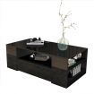 Modern Coffee Table 2 Drawer Storage Shelf Cabinet High Gloss Wood Furniture - Black
