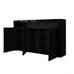 Modern 3 Doors Buffet Sideboard Dresser Storage Cabinet High Gloss Cupboard - Black