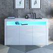 Modern 3 Doors Buffet Sideboard Dresser Storage Cabinet High Gloss Cupboard - White