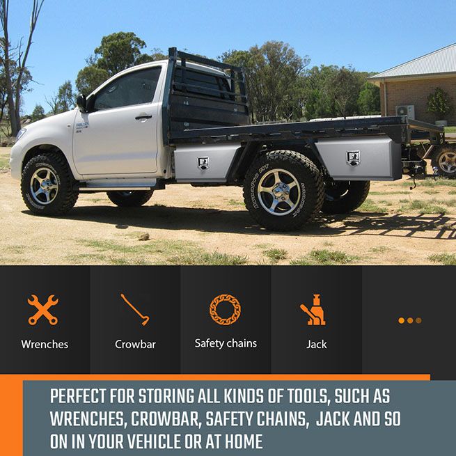 New Pair of Steel Under Tray Tool Boxes Truck Bed Box Underbody Toolbox