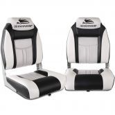 Seamanship Set of 2 Folding Swivel Boat Seats - Grey & Black