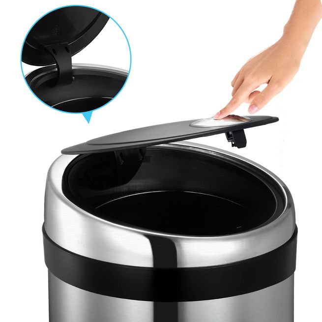 50L Touch Top Garbage Rubbish Bin Stainless Steel Push Kitchen Waste