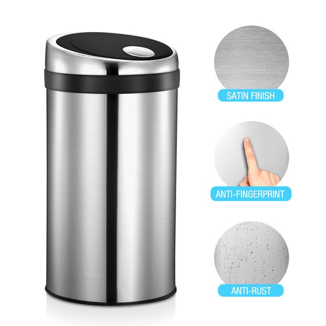 50L Touch Top Garbage Rubbish Bin Stainless Steel Push Kitchen Waste