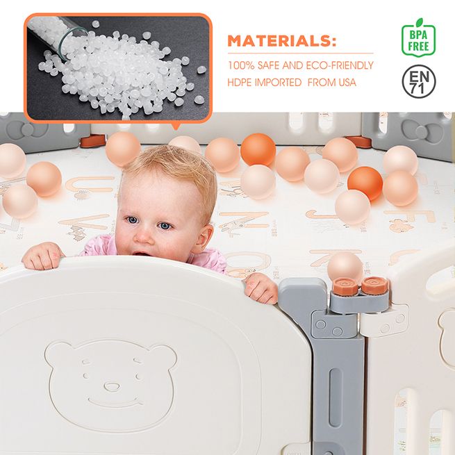 ABST 18 Sided Foldable Panel Baby Playpen Interactive Baby Room Kids ...