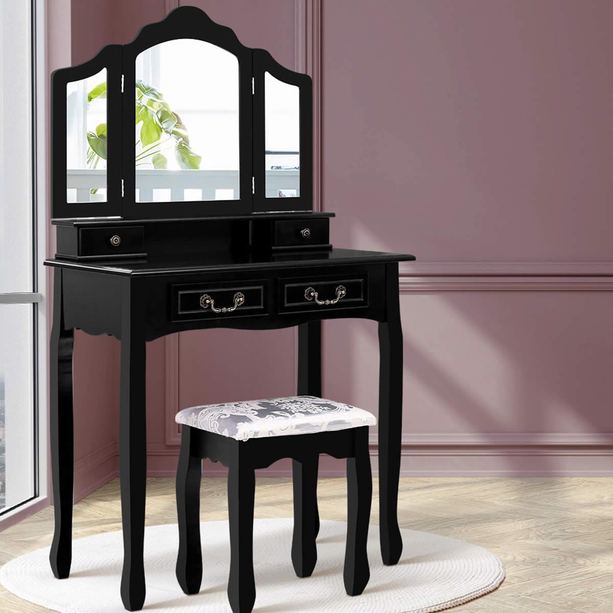 Artiss Dressing Table with Mirror - Black | Crazy Sales