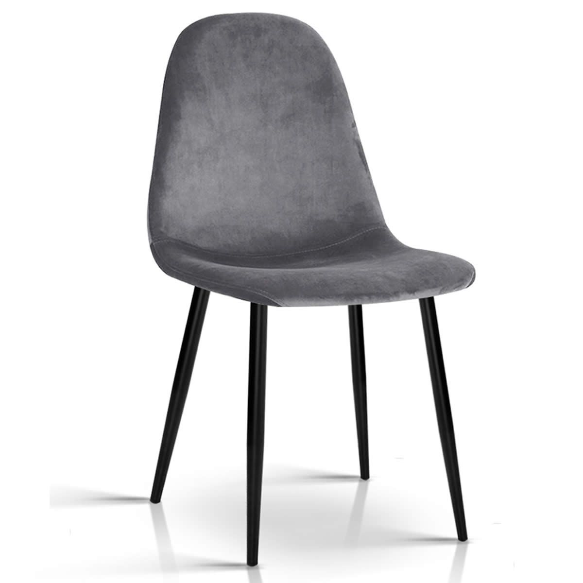 Artiss Dining Chairs Set of 4 Velvet Curved Slope Grey