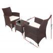 Gardeon 3pc Rattan Bistro Wicker Outdoor Furniture Set - Brown