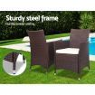 Gardeon 3pc Rattan Bistro Wicker Outdoor Furniture Set - Brown