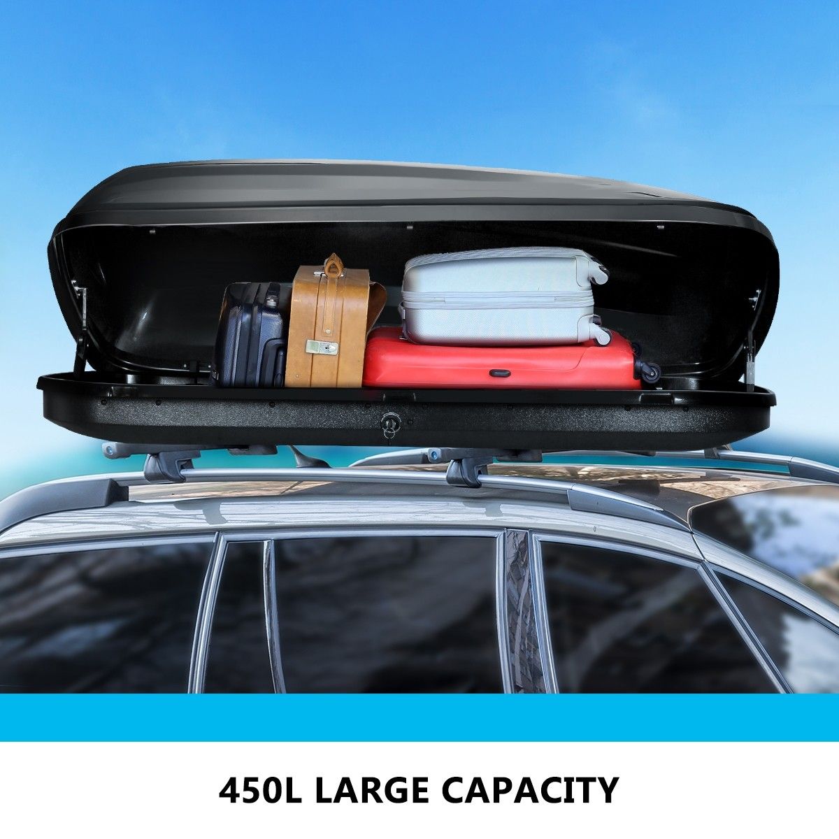 450L Universal Car Roof Box Dual Open Vehicle Rack Rooftop Luggage Pod
