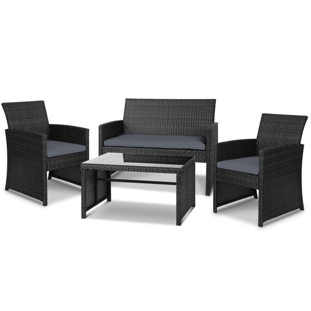 Garden furniture Aktive Rattan Black 4 Pieces main image 0