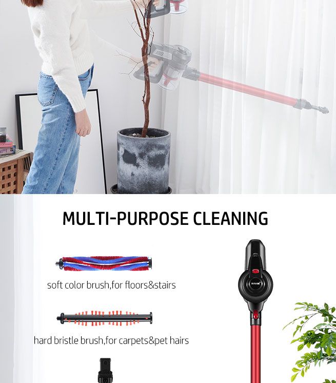 MAXKON Cordless Vacuum Cleaner Upright Stick Handheld Vac Bagless W/ 2