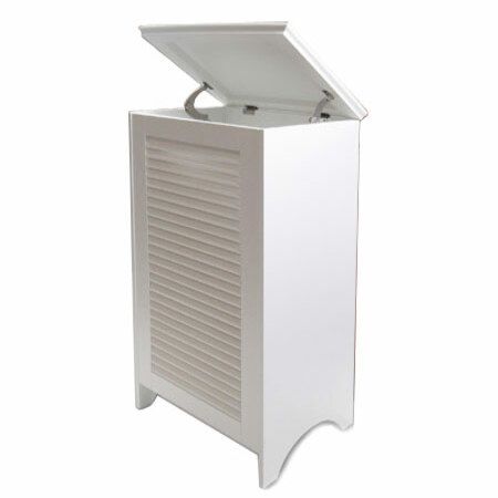 Wood Lundry Hamper Storage Bin, White Wooden Laundry Basket With Lid