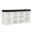 Shoe Rack Cabinet Organiser Black Cushion - 104 x 30 x 45 - White