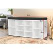 Shoe Rack Cabinet Organiser Black Cushion - 104 x 30 x 45 - White
