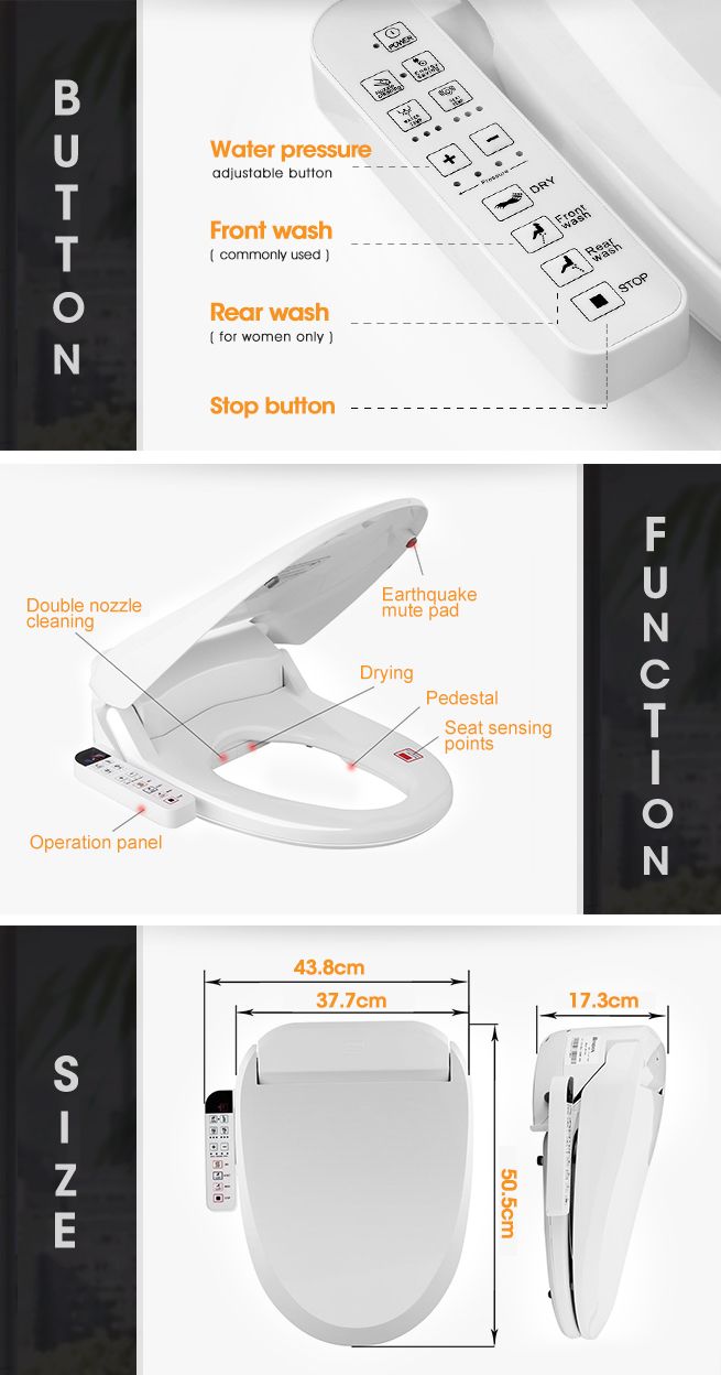 New Electric Toilet Bidet Seat Warmer Washlet Combo Bathroom Heated Massage Dry Crazy Sales