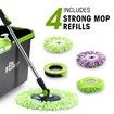 Spin Mop Bucket 360 Degree System Adjustable Handle With 4 Swivel Mops  DR FUSSY