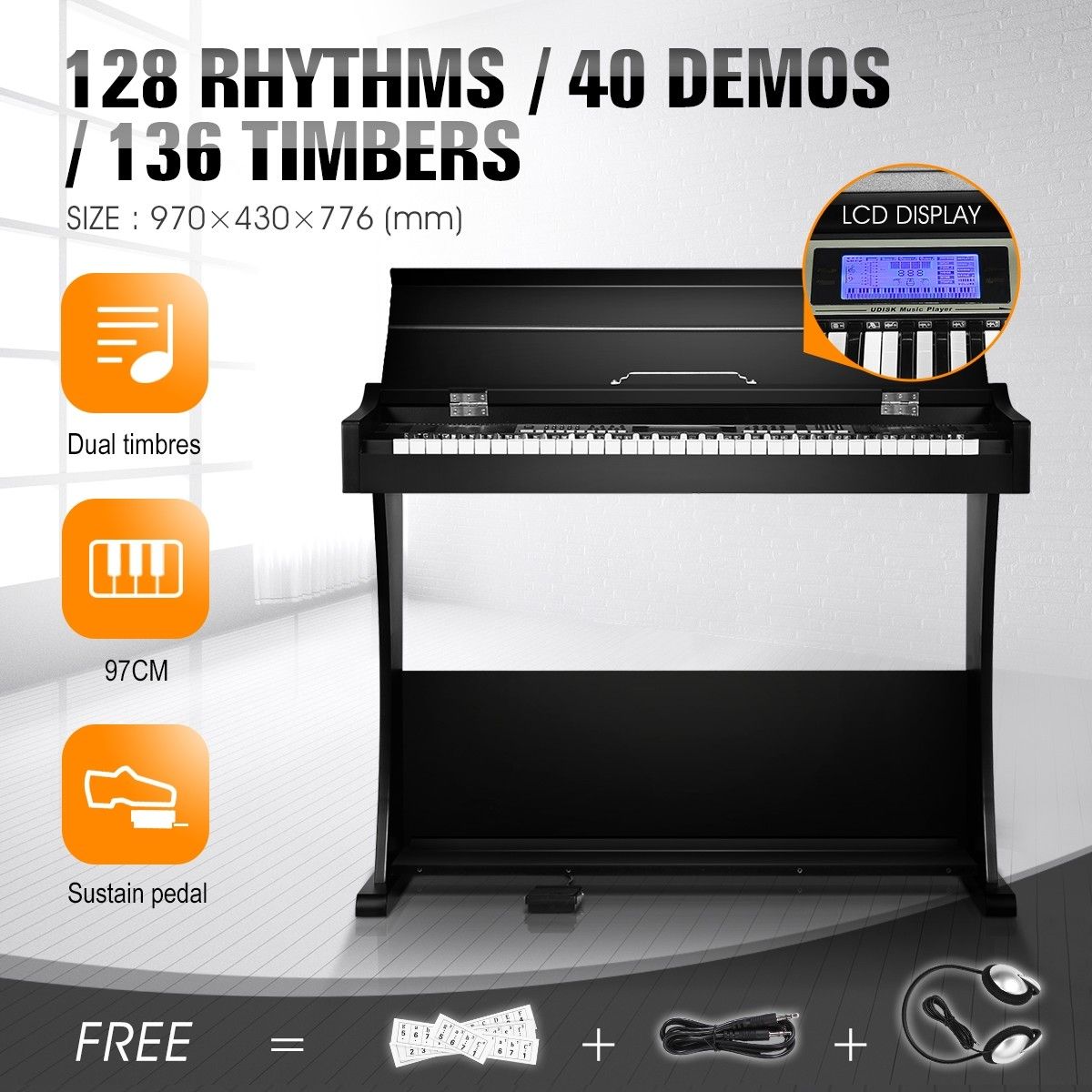 61 Keys Digital Electronic Piano Keyboard LCD Electric Piano Music