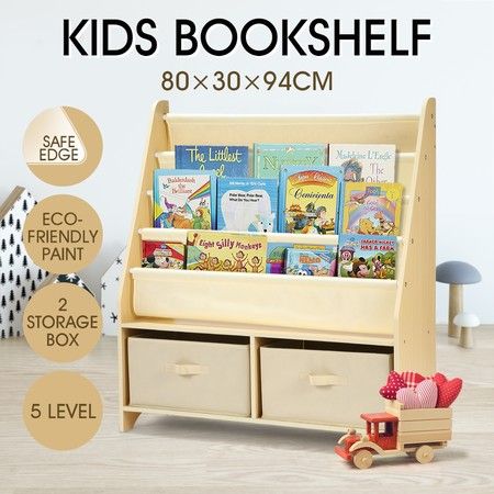 kids bookshelf with toy storage