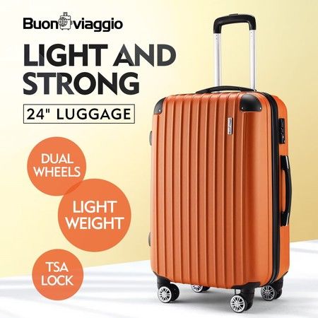 Buonviaggio 24" Luggage Suitcase Trolley TSA Hard Case Storage Organizer Orange