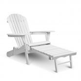Gardeon Sun Lounge Outdoor Chairs Wooden Foldable Patio Furniture Adirondack White