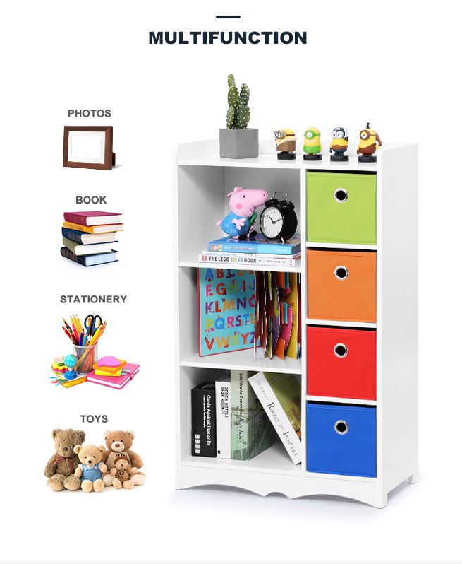 toy storage unit with bookshelf