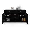 Buffet Table Sideboard Cabinet High Gloss Storage Cupboard w/2 Doors & 5 Drawers - Black