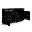 Buffet Table Sideboard Cabinet High Gloss Storage Cupboard w/2 Doors & 5 Drawers - Black