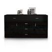 Buffet Table Sideboard Cabinet High Gloss Storage Cupboard w/2 Doors & 5 Drawers - Black