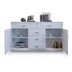 Buffet Table Sideboard Cabinet High Gloss Storage Cupboard w/2 Doors & 5 Drawers - White