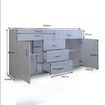 Buffet Table Sideboard Cabinet High Gloss Storage Cupboard w/2 Doors & 5 Drawers - White
