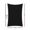 Instahut Shade Sail 3x6m Rectangle 280GSM 98% Black Shade Cloth