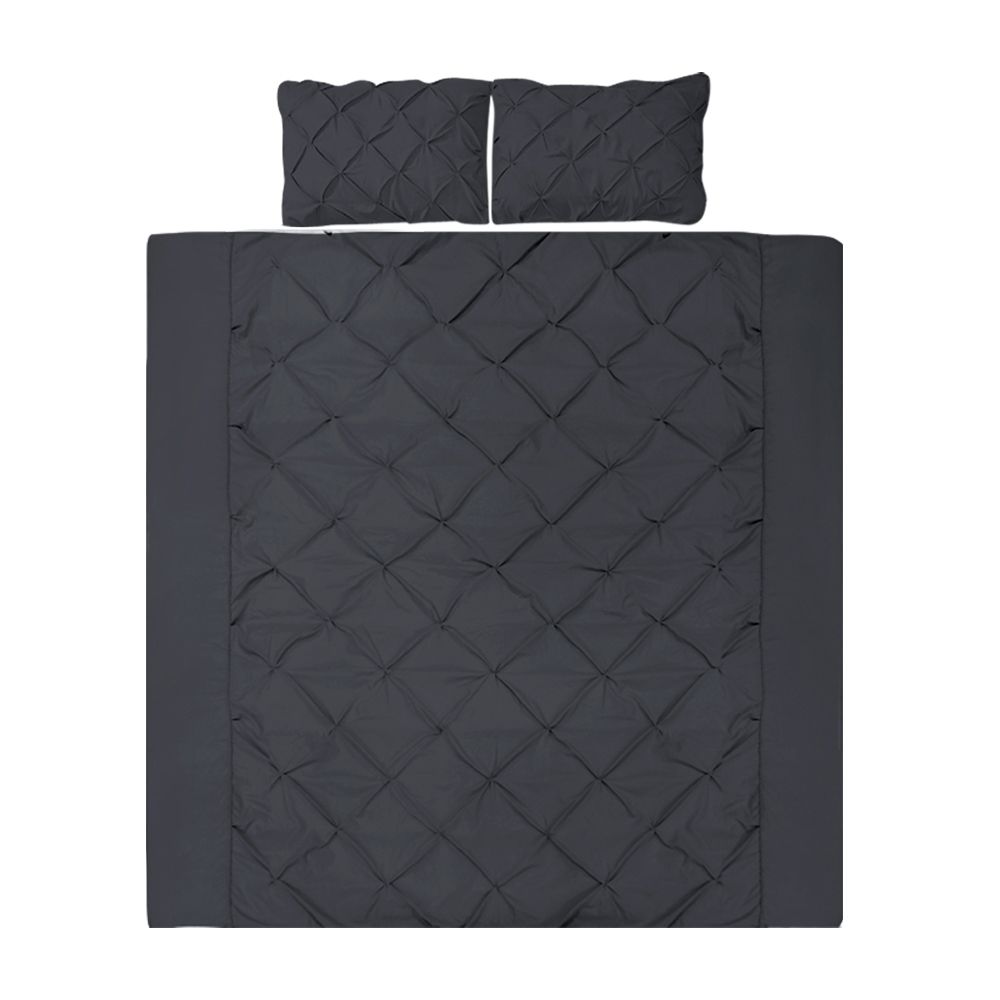 Giselle Quilt Cover Set Diamond Pinch Black - King