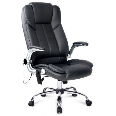 Artiss 8 Point Massage Office Chair PU Leather Black