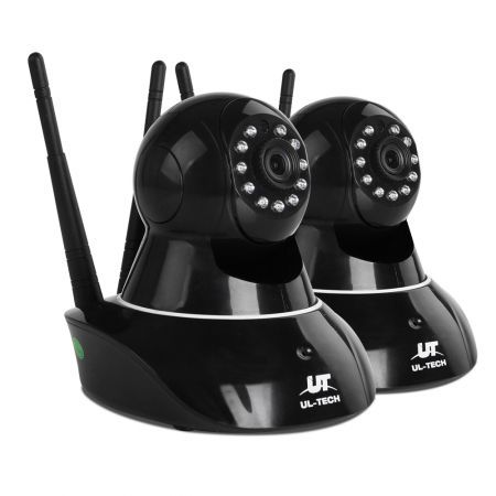 UL Tech Set of 2 720P WIreless IP Cameras - Black