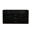 Buffet Table Sideboard Cabinet High Gloss Storage Cupboard w/2 Doors & 5 Drawers - Black