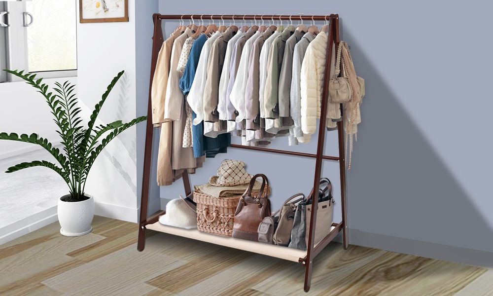 Wooden Garment Coat Clothes Stand Rack