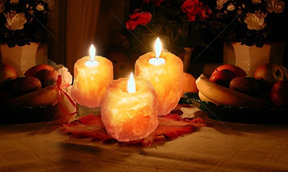 4x Himalayan Salt Tealight Candle Holder