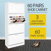 60 Pair Shoe Cabinet 4 Rack Wooden Home Footwear Storage Stand White Crazy Sales