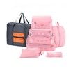8 Pcs Travel Packing Cubes Pouches Set Clothes Organiser Luggage Suitcase Storage Bags - Pink