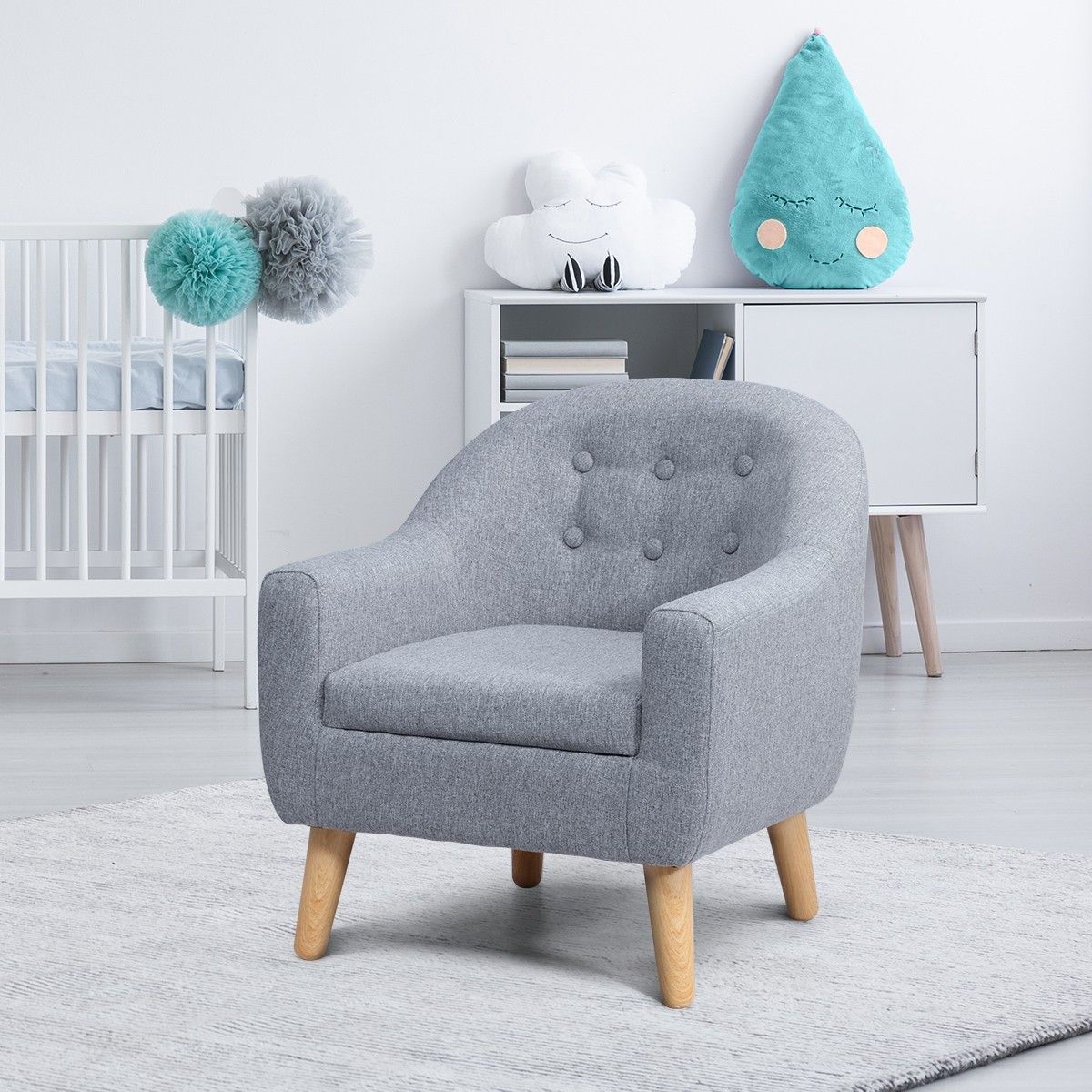 Kidbot Kids Sofa Armchair Children Lounge Chair Linen Fabric Tufted ...