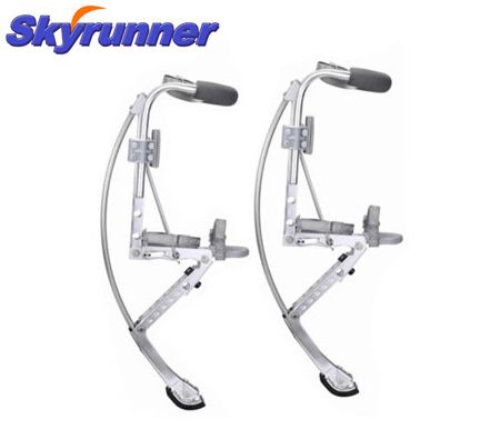 Skyrunner Jumping Stilts Kangaroo Shoes - Medium (70-90kg) Adult Size - Silver Alloy